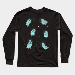 Space Birbs Blue Fallow Parrotlet Long Sleeve T-Shirt